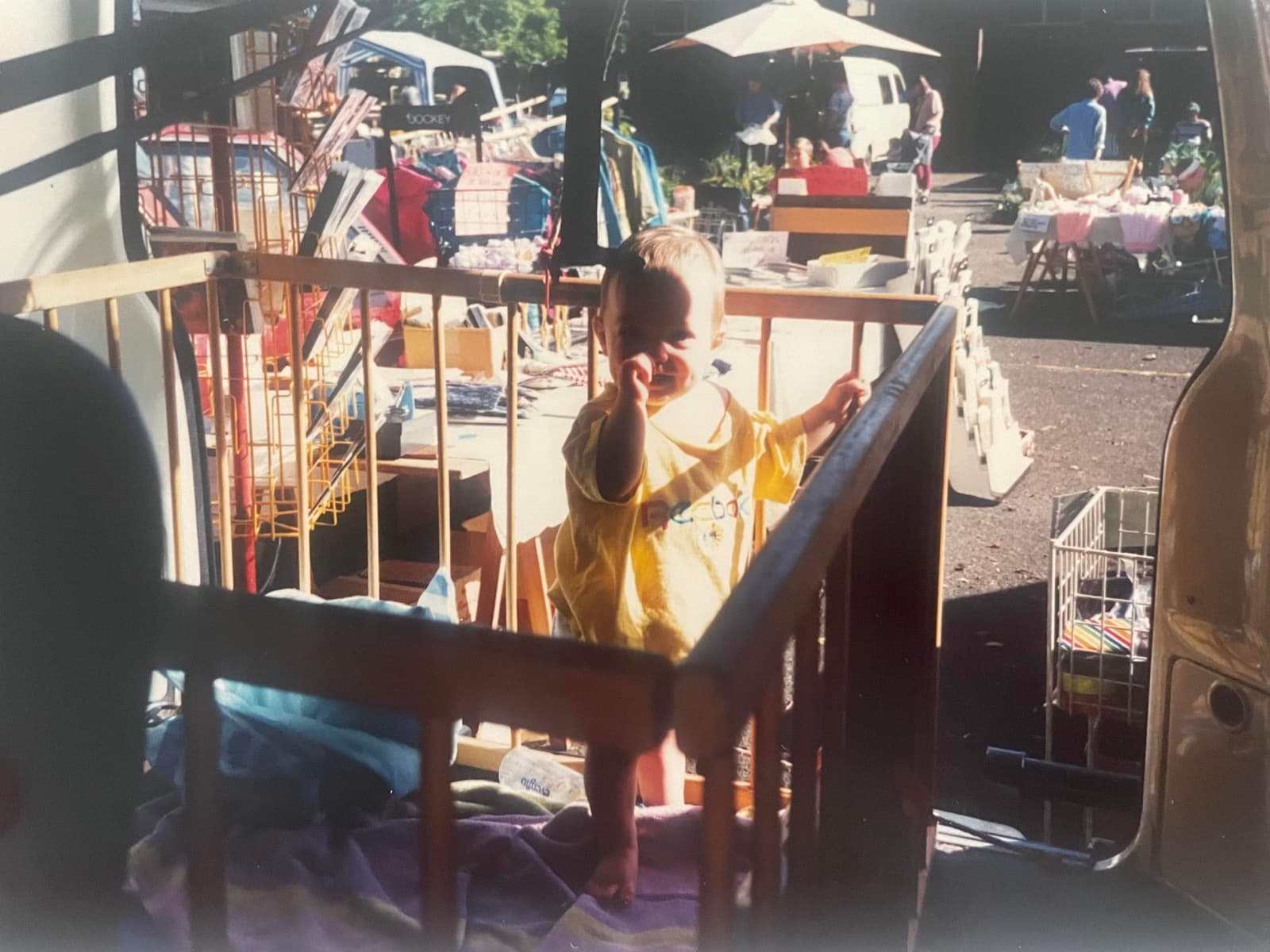 Young Hayden at a Tasmanian market stall